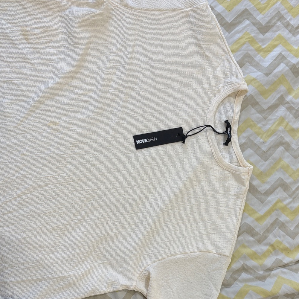 Fashion Nova Cream Textured Men's Tee